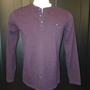 Men's Casual Henley Shirt - Deep Purple